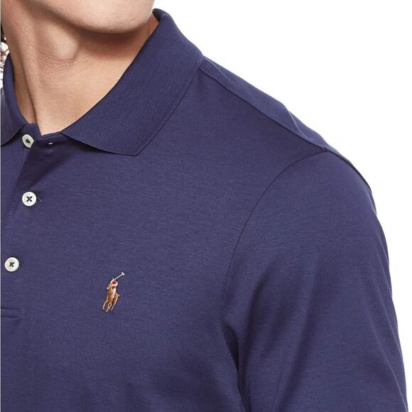 Polo RL Men's Interlock Classic Flesh Pony Polo Shirt Blue XXL - Picture 1 of 5